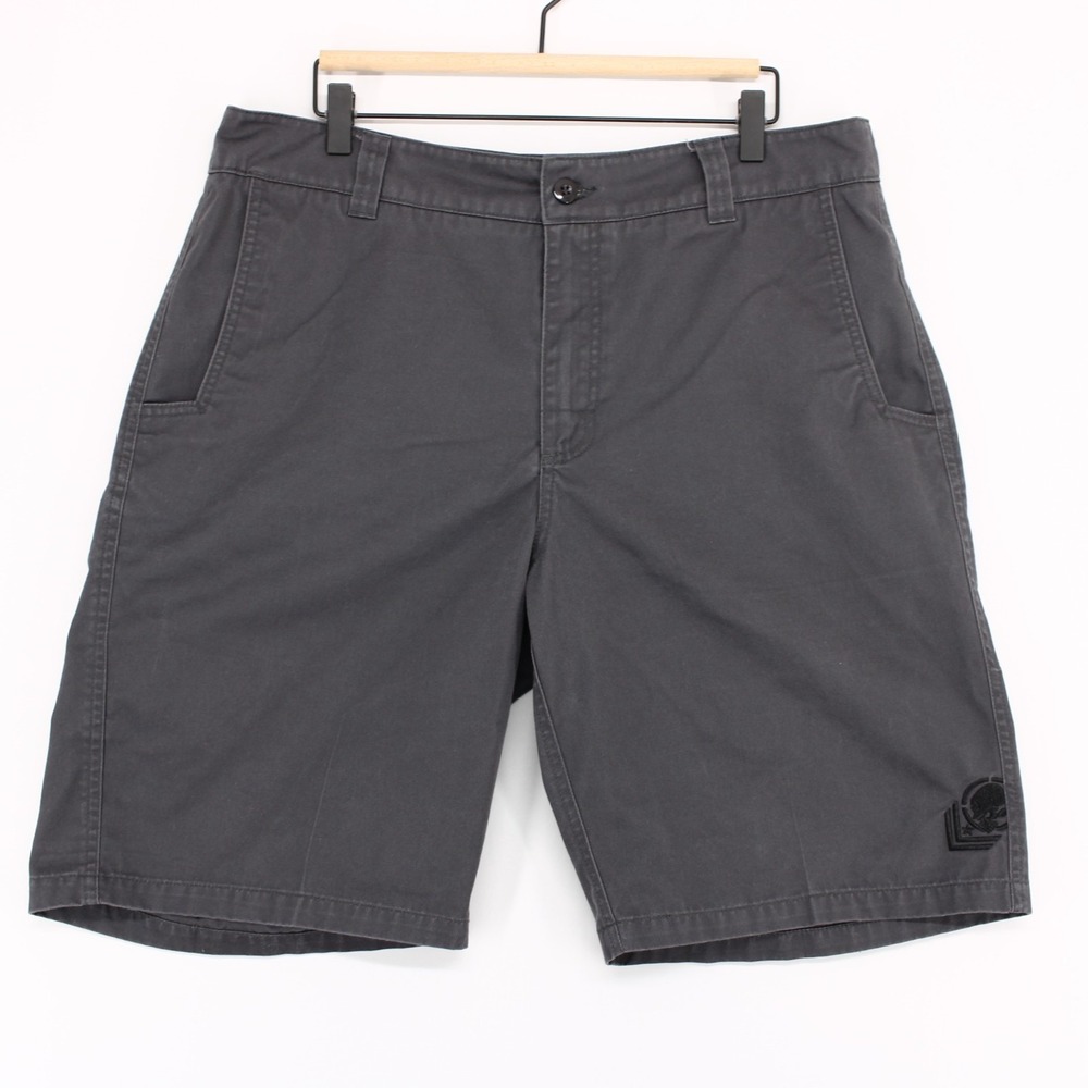 Metal Mulisha OG Chino Shorts Mens 36 Gray Skull Embroidered Motocross Skater